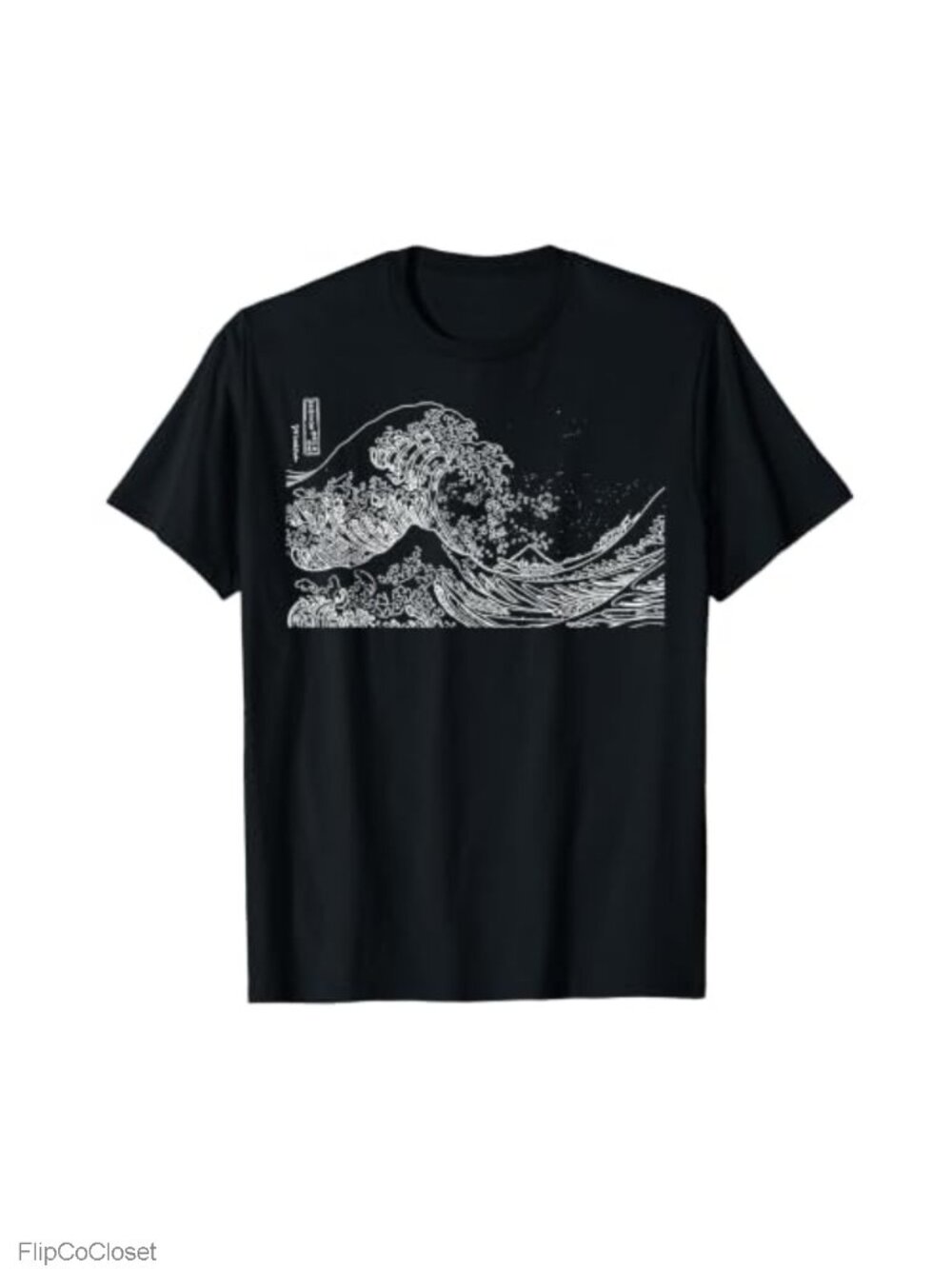 Men's Japanese Wave Ocean Graphic T-Shirt Crew Neck Short Sleeve Casual